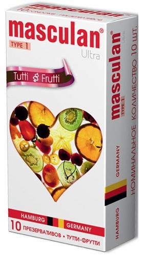 Жёлтые презервативы Masculan Ultra Tutti-Frutti с фруктовым ароматом - 10 шт.