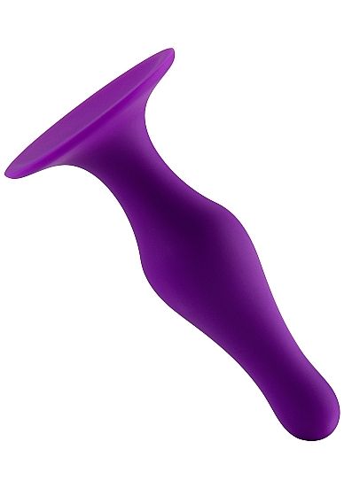 Фиолетовая анальная пробка с длинным кончиком Butt Plug with Suction Cup Medium - силикон