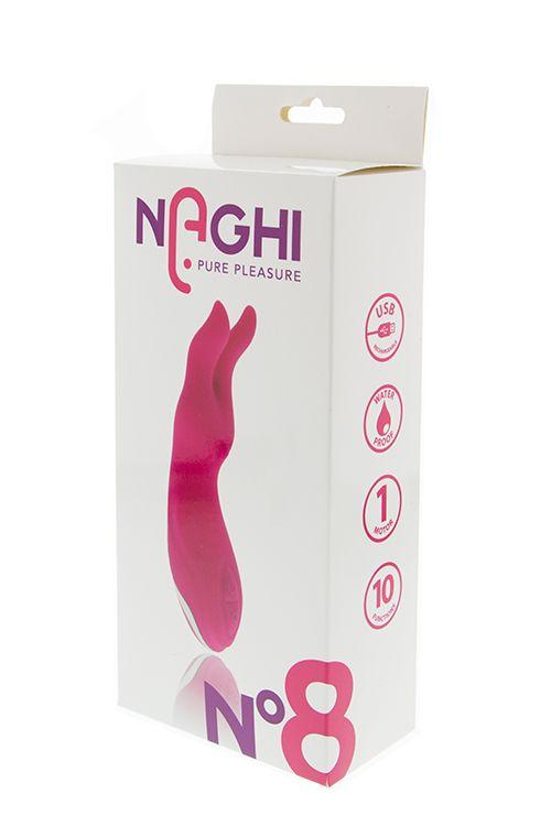 Розовый клиторальный вибратор с ушками NAGHI NO.8 - 16 см. - силикон