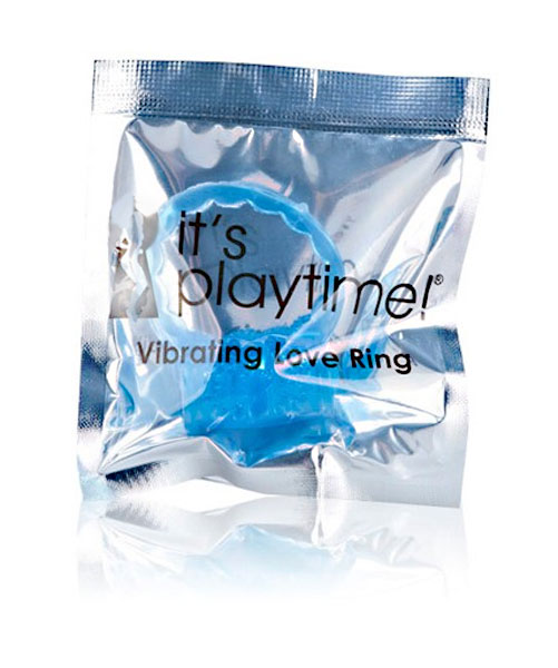 Голубое любовное вибро-кольцо со стимуляцией клитора - термопластичная резина (TPR)