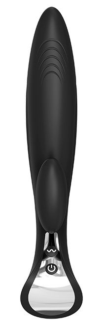 Черный вибромассажер с клиторальным отростком THRILLING STARSHIP - 21,8 см. - силикон