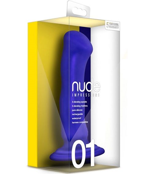 Синий перезаряжаемый вибратор Nude Impressions 01 - 15 см. - силикон
