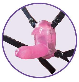 Розовый вибростимулятор в виде рога носорога на регулируемых трусиках и с пультом ДУ - поливинилхлорид (ПВХ, PVC)