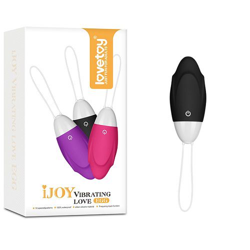 Черное виброяйцо IJOY Vibrating Love Egg - анодированный пластик, силикон