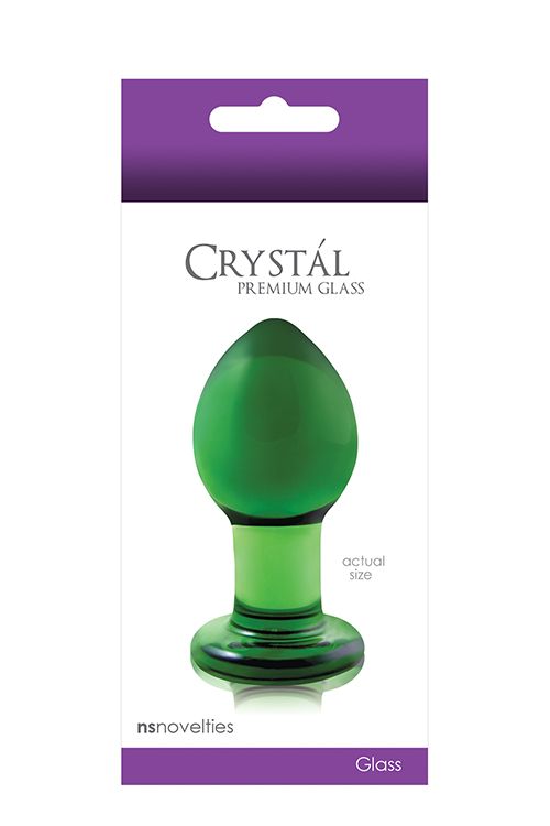 Зеленая стеклянная анальная пробка Crystal Medium - 7,5 см. - стекло