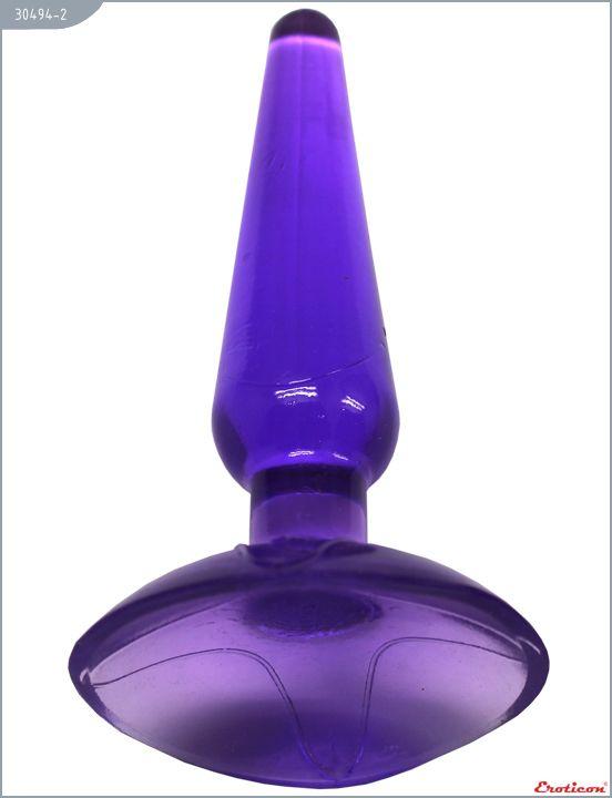 Фиолетовая анальная пробка Butt Plug на присоске - 11 см. - термопластичный эластомер (TPE)