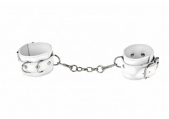 Белые наручники из кожи с заклёпками от Intimcat