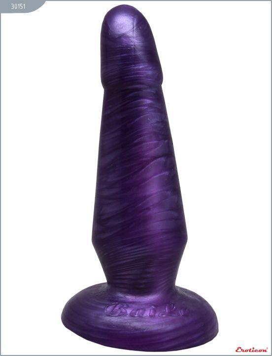 Фиолетовая нелевая изогнутая анальная пробка - 13 см. Eroticon