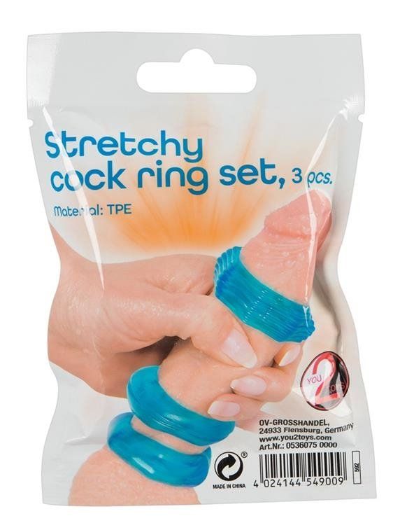 Набор из 3 голубых эрекционных колец Stretchy Cock Ring от Intimcat