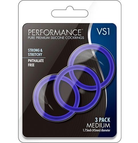 Набор из 3 синих эрекционных колец VS1 Pure Premium Silicone Cock Rings - силикон