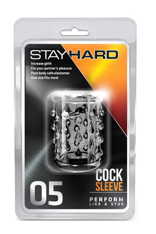 Прозрачная насадка с капельками STAY HARD COCK SLEEVE 05 CLEAR - силикон