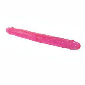 Розовый двухголовый гнущийся фаллоимитатор - 37,4 см. Baile