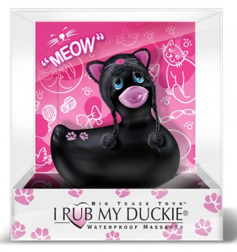 Чёрный вибратор-уточка I Rub My Duckie в костюме кошки - поливинилхлорид (ПВХ, PVC)