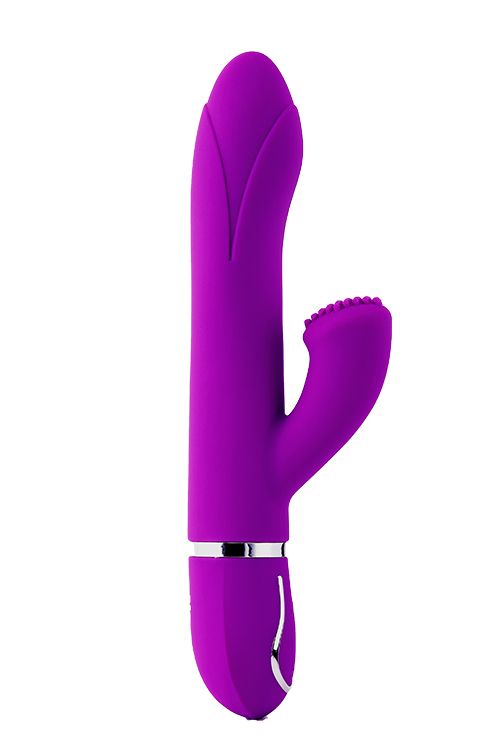Фиолетовый вибратор-кролик TENDER TULIP с пупырышками - 22 см. - силикон