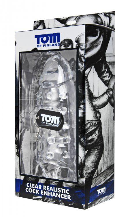 Насадка на член с кольцом для мошонки Tom of Finland Clear Realistic Cock Enhancer - 24 см. - Термопластичная резина (TPR)