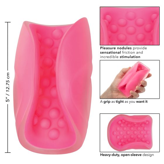 Розовый рельефный мастурбатор Beaded Grip California Exotic Novelties