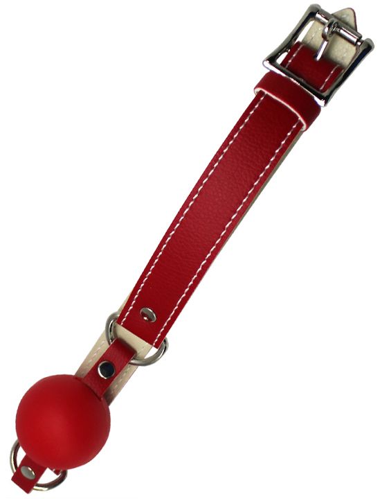 Красный силиконовый кляп-шарик с фиксацией и замочком от Intimcat