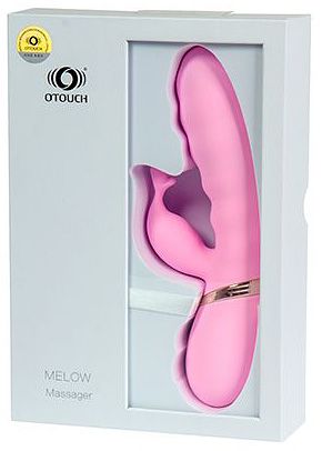 Розовый вибратор с клиторальным отростком MELOW - 19,8 см. - силикон