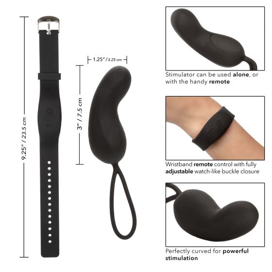 Черное виброяйцо с браслетом-пультом Wristband Remote Curve от Intimcat