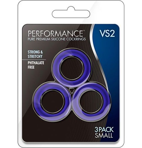 Набор из 3 синих эрекционных колец VS2 Pure Premium Silicone Cock Rings - силикон