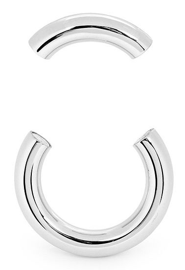 Серебристое большое эрекционное кольцо на магнитах - металл