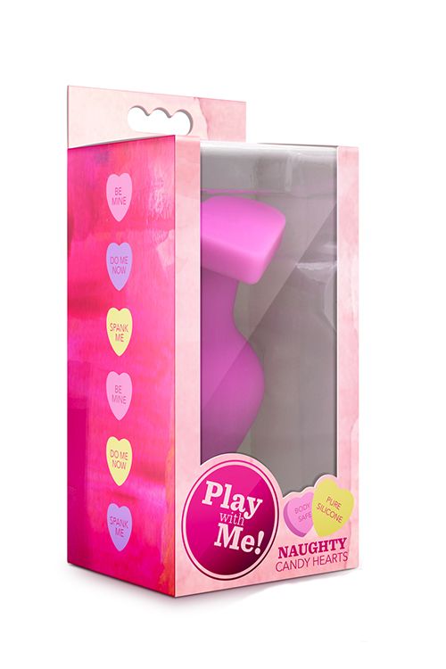 Розовая анальная пробка с основанием-сердечком CANDY HEART BE MINE - 8 см. - силикон