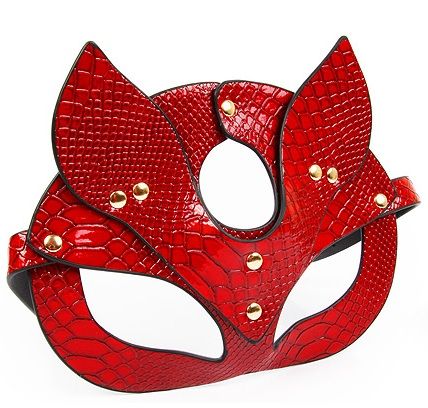 Красная игровая маска с ушками - поливинилхлорид (ПВХ, PVC)