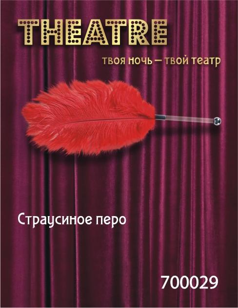 Красное страусиное пёрышко - 40 см.