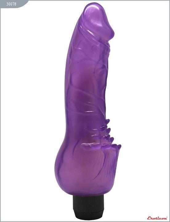 Фиолетовый вибратор с усиками - 19 см. Eroticon