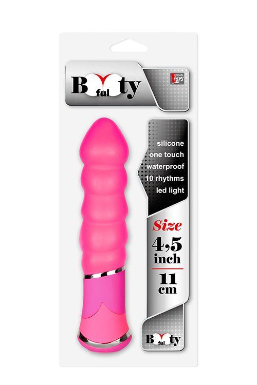 Розовый вибростимулятор BOOTYFUL RIBBED VIBE PINK - силикон