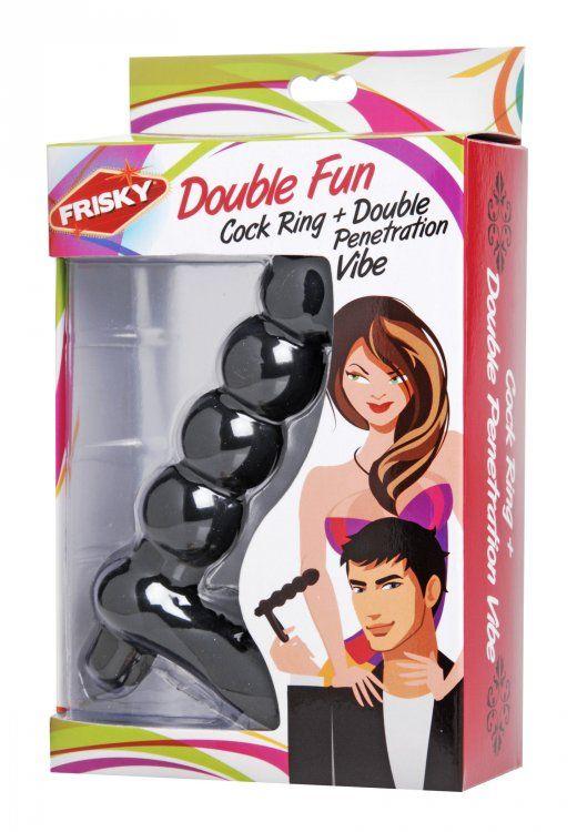 Насадка для двойного проникновения Double Fun Cock Ring with Double Penetration Vibe XR Brands
