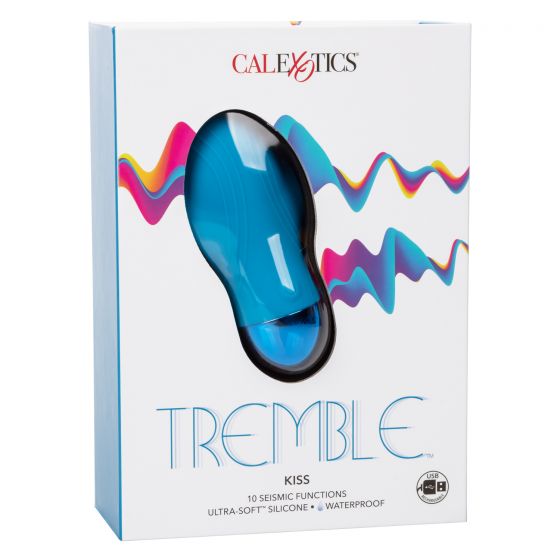 Голубой мини-вибратор Tremble Kiss - 12 см. - силикон