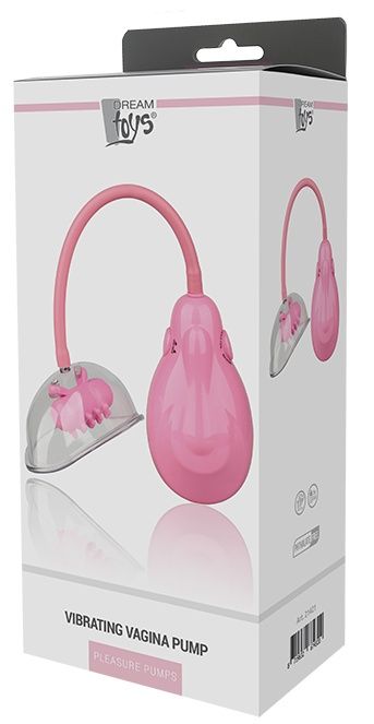 Розовый вакуумный вибромассажер VIBRATING VAGINA PUMP - термопластичный эластомер (TPE)