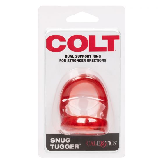 Красное эрекционное кольцо с подхватом COLT Snug Tugger от Intimcat