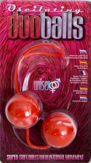 Красно-белые вагинальные шарики  со смещенным центром тяжести Duoballs - поливинилхлорид (ПВХ, PVC)