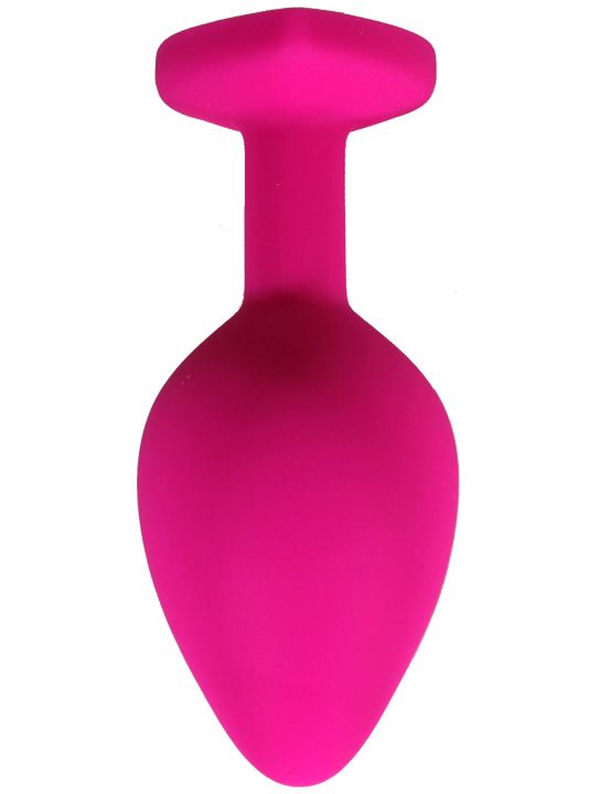 Розовая анальная пробка с кристаллом-сердечком - 9 см. - силикон
