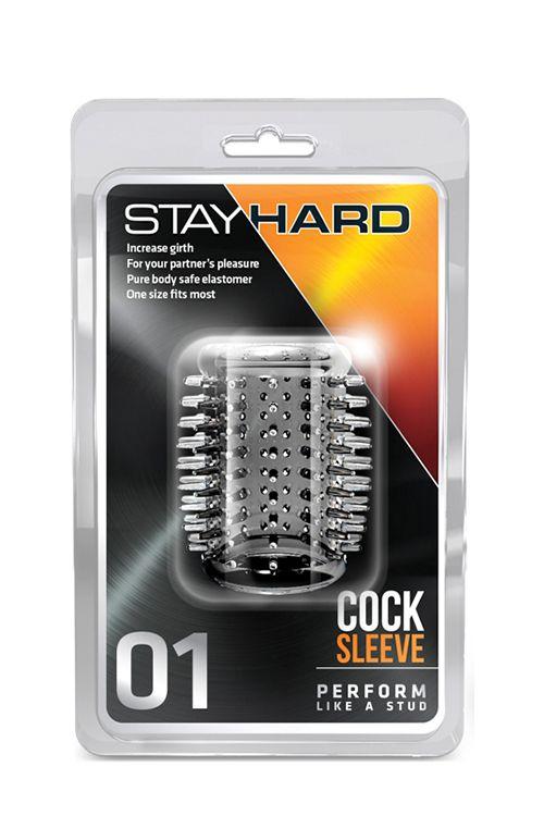 Прозрачная насадка с шипами STAY HARD COCK SLEEVE 01 CLEAR - силикон