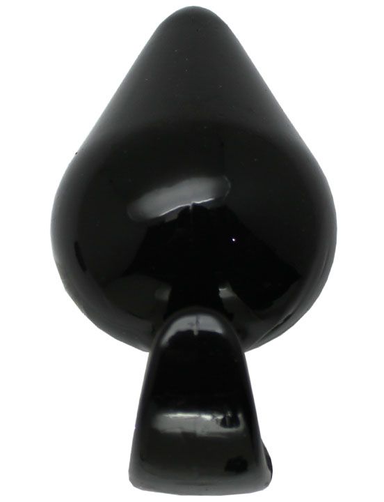 Черная коническая анальная пробка с ограничителем - 11 см. - силикон