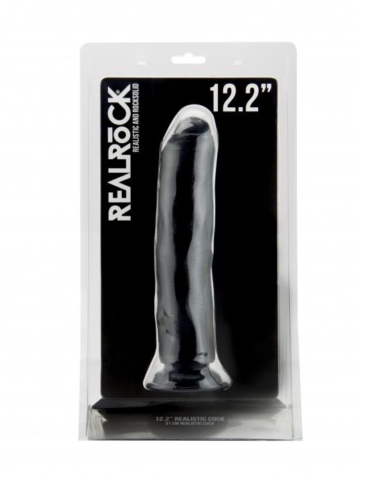 Чёрный фаллоимитатор Realistic Cock 12,2 Inch No Scrotum - термопластичная резина (TPR)