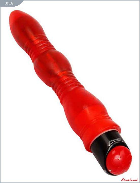 Красный гелевый супервибратор Samantha - 28,5 см. - гель
