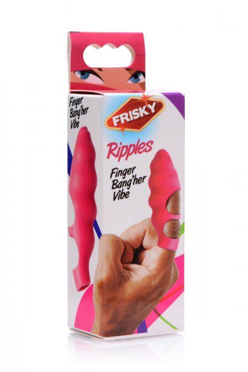 Розовая насадка на палец Finger Bang-her Vibe с вибрацией - силикон