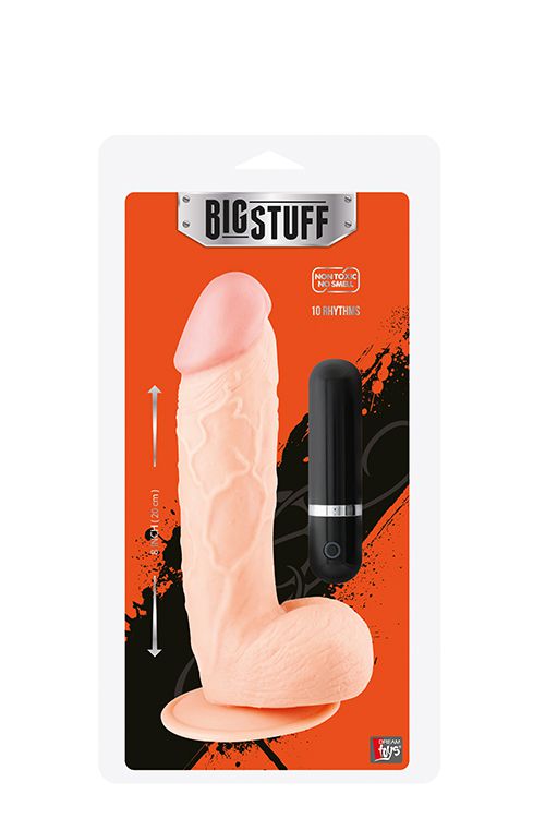 Телесный вибратор-реалистик BIGSTUFF 8INCH FLESH - 20 см. - поливинилхлорид (ПВХ, PVC)