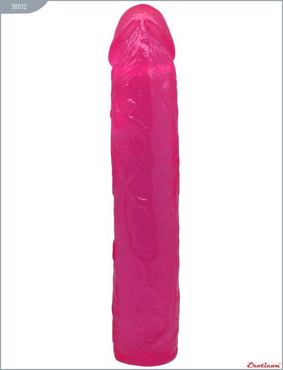 Ярко-розовый гелевый фаллоимитатор - 24 см. от Intimcat