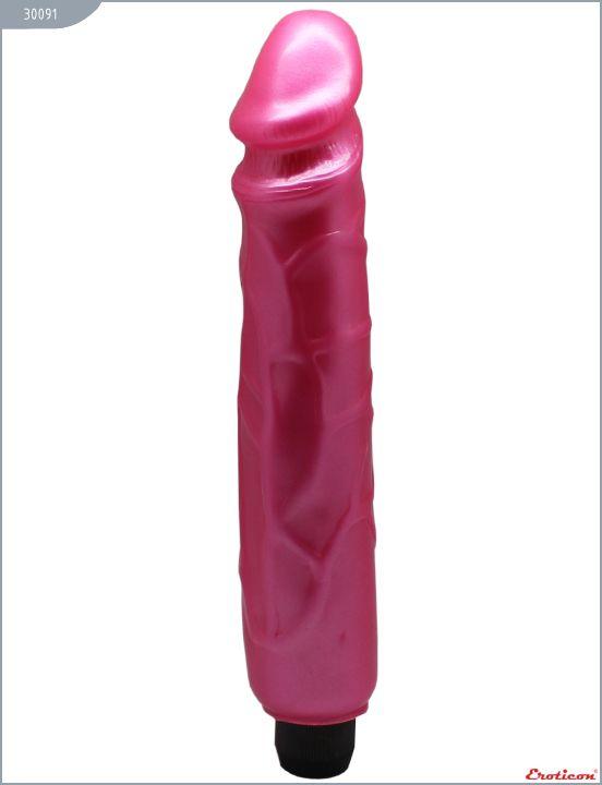 Розовый вибратор с перламутровым блеском - 25,5 см. от Intimcat