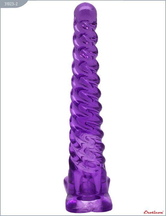Фиолетовый анальный конус со спиралевидным рельефом - 16 см. - Термопластичная резина (TPR)