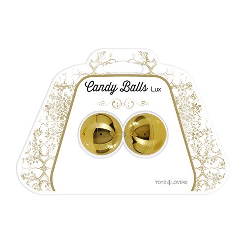 Золотистые вагинальные шарики CANDY BALLS LUX GOLD - анодированный пластик (ABS)