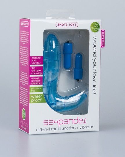 Насадка на пенис/вибратор голубого цвета Sexpander от Intimcat
