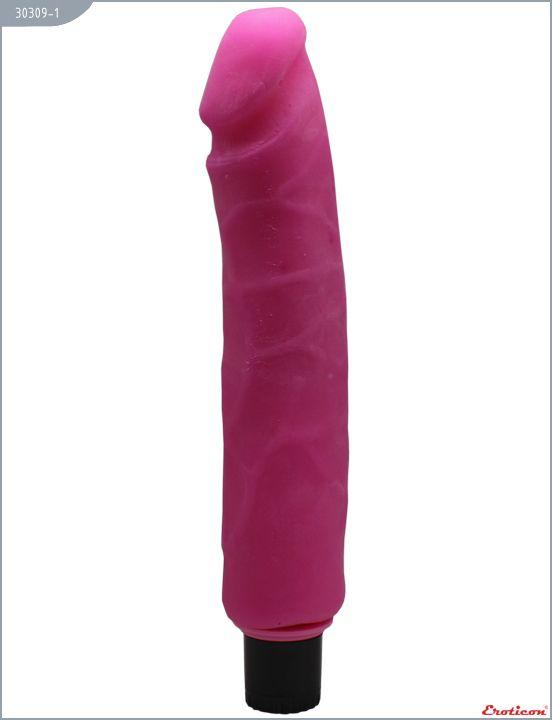 Розовый вибратор  из ультраскин - 22,5 см. Eroticon