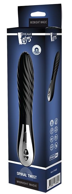 Черный вибромассажер MAGIC SPIRAL TWIST - 14,5 см. - силикон