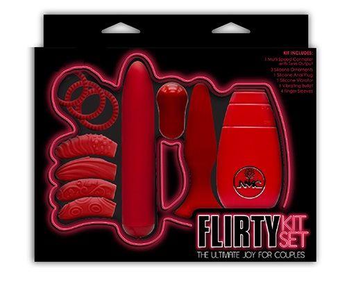Красный вибронабор FLIRTY KIT SET - силикон